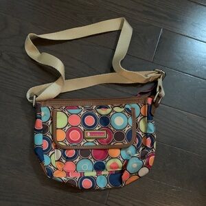 Lily Bloom Brown Multicolor Circle-Print Crossbody Bag